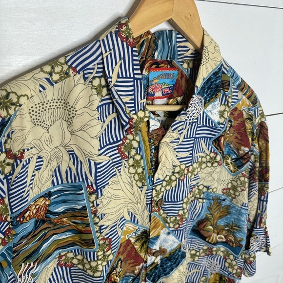 Reyn Spooner Joe Kealoha's Mens Shirt Vintage Reverse Print Rayon Size L - Picture 3 of 7